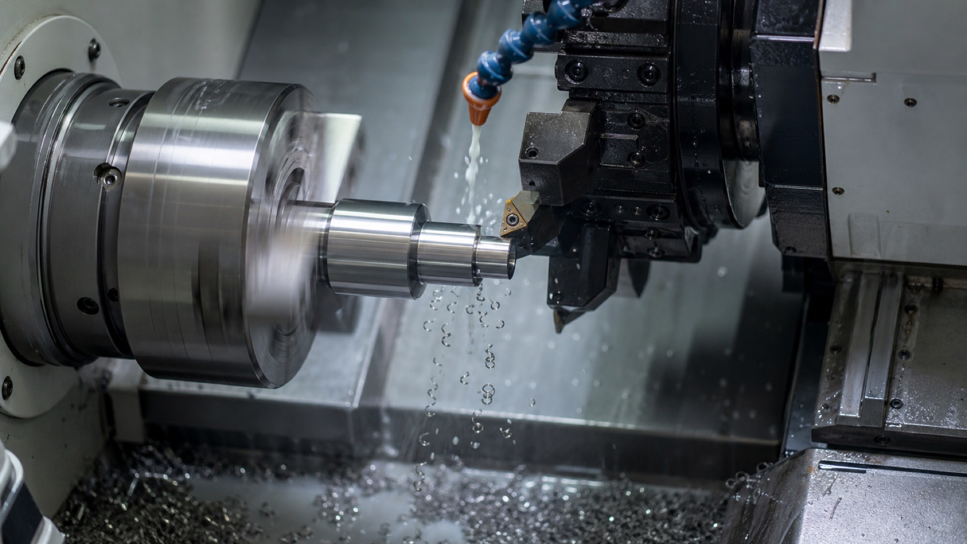 CNC torna tezgâhında metal parça işleme